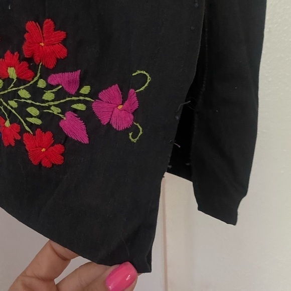 Vintage Handmade Mexican Floral Cotton Embroidered Maxi Dress - Picture 4 of 5